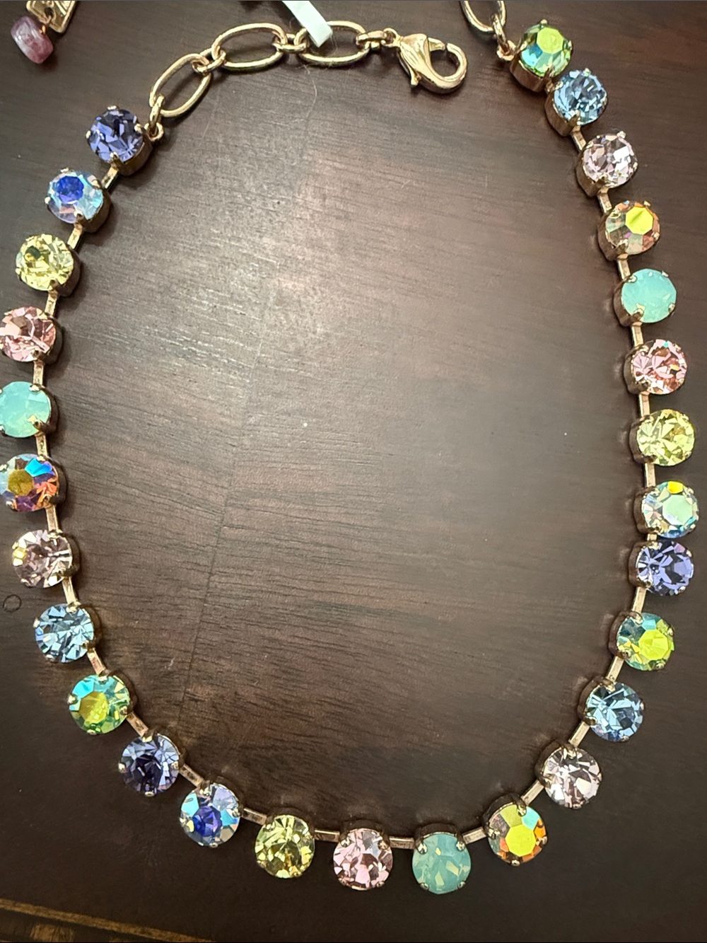 Mariana Basic Multicolor Crystal Necklace Pastel Blue Pink Green Purple 3242